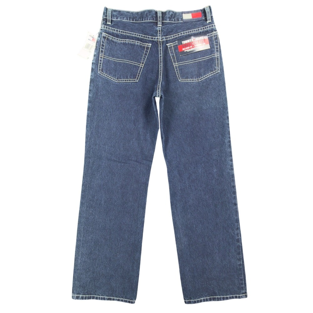 Tommy Jeans Freedom Fit Straight Leg Jeans Boys 18 Blue Cotton NWT Y2K